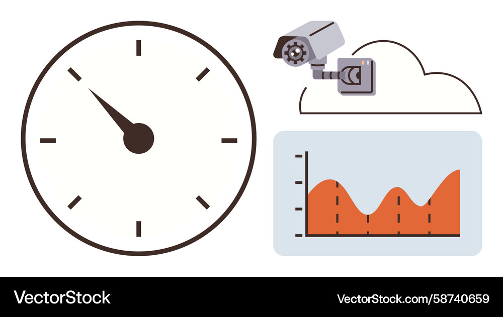 Time monitoring with surveillance and data Time monitoring with surveillance and data Vector Image