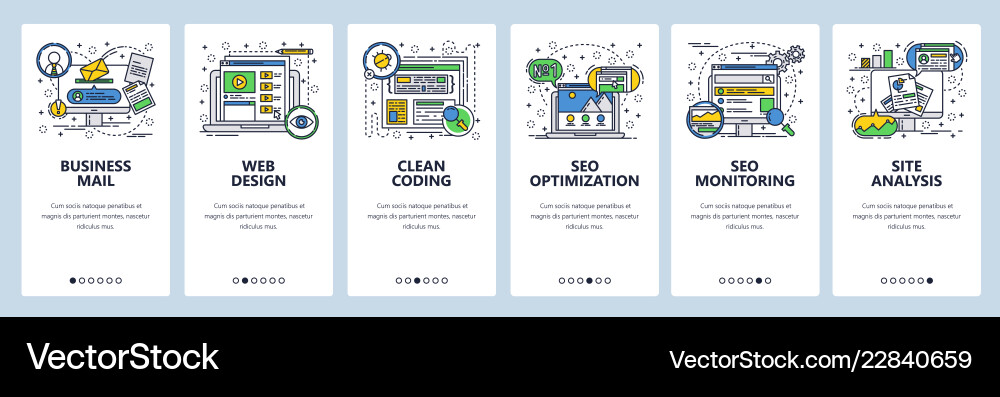 Web site linear art onboarding screens vector image
