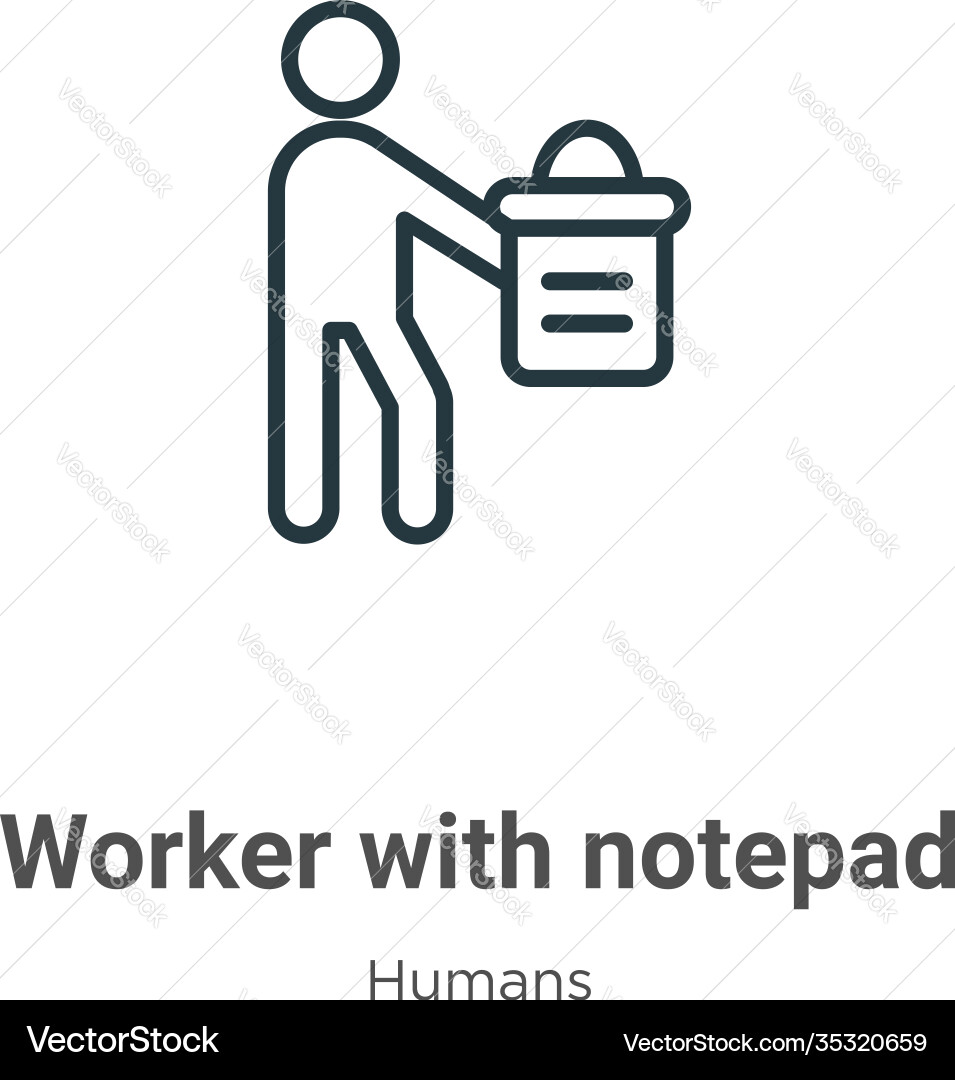Worker with notepad outline icon thin line black Vector Image