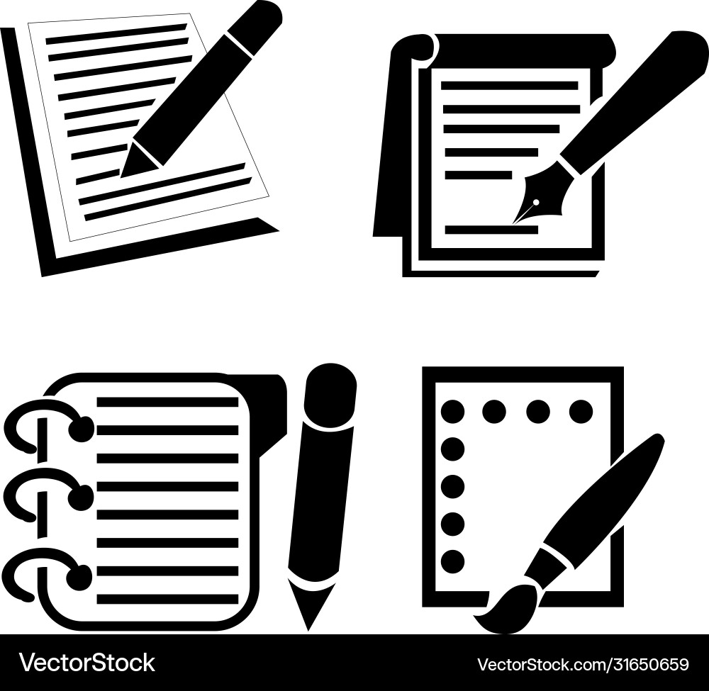 Writing pad icon document symbol notebook vector image