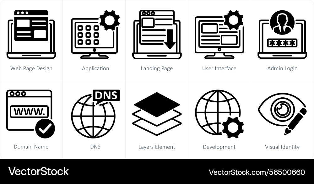 A set of 10 web design icons as page Vector Image