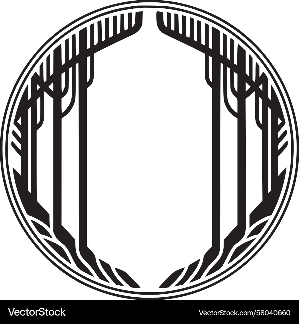 Abstract Circular Tree Emblem Vector Image