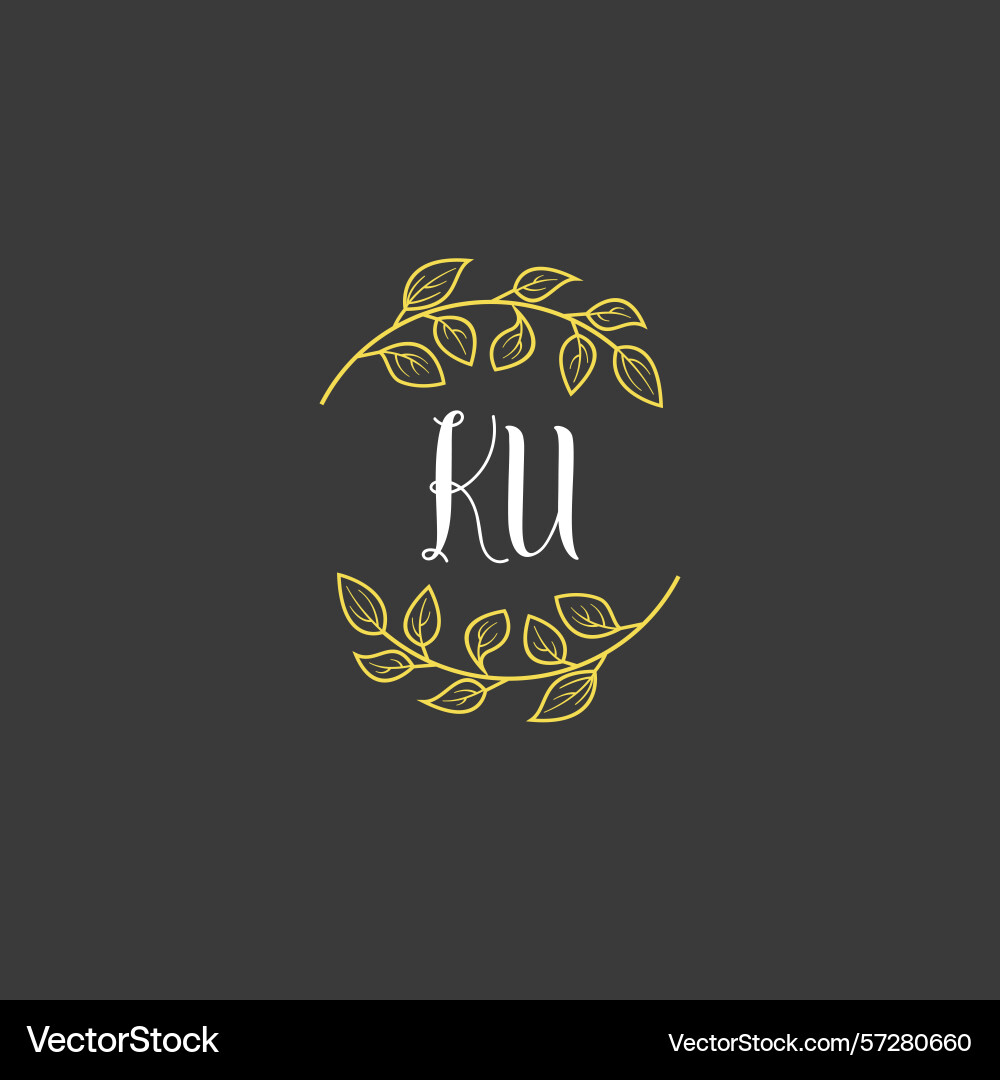 Botanical monogram logos with initial ku Vector Image