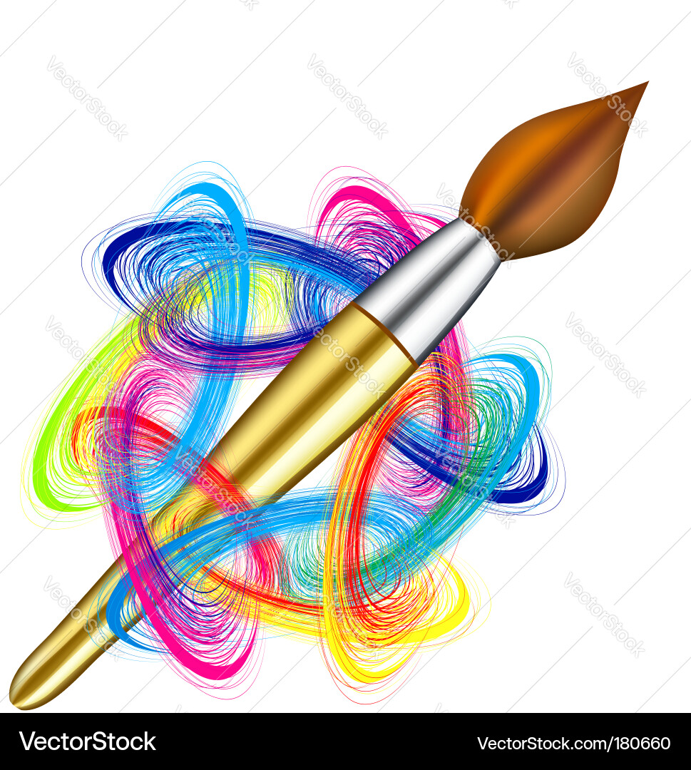 Colorful Artist's Palette and Brush Vector Image