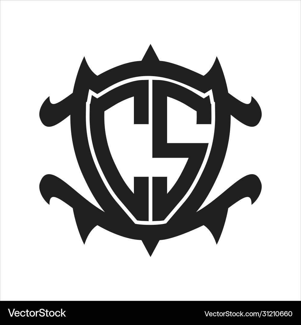Cs logo monogram isolated with frame shield shape vector image