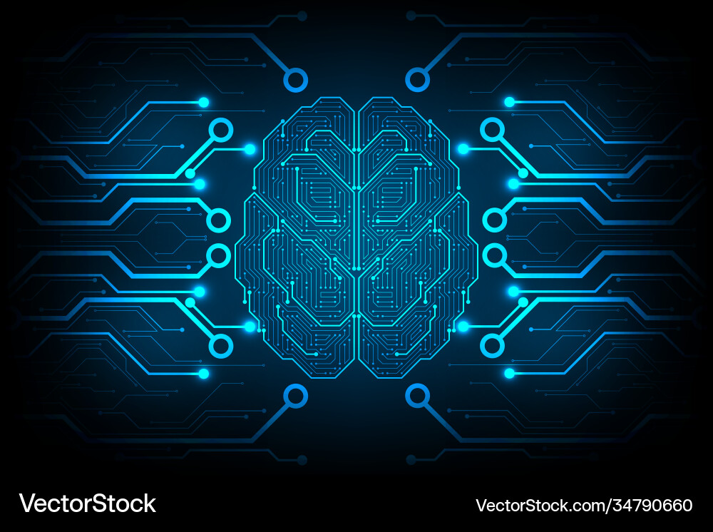Electronic circuits in form brain Electronic circuits in form brain vector image