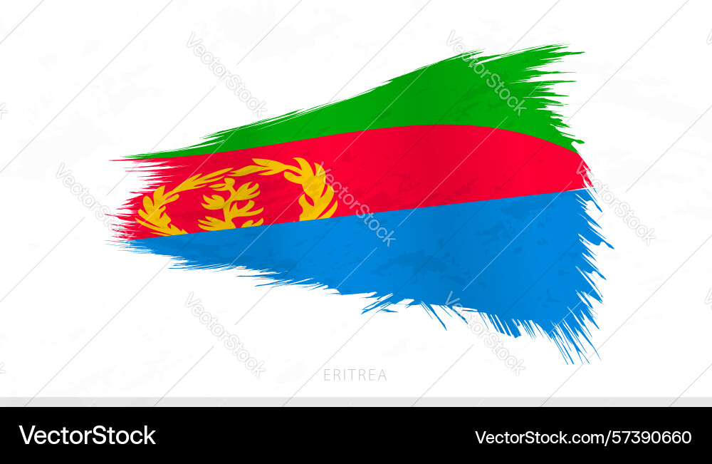 Eritrea national flag with textured brush strokes vector image