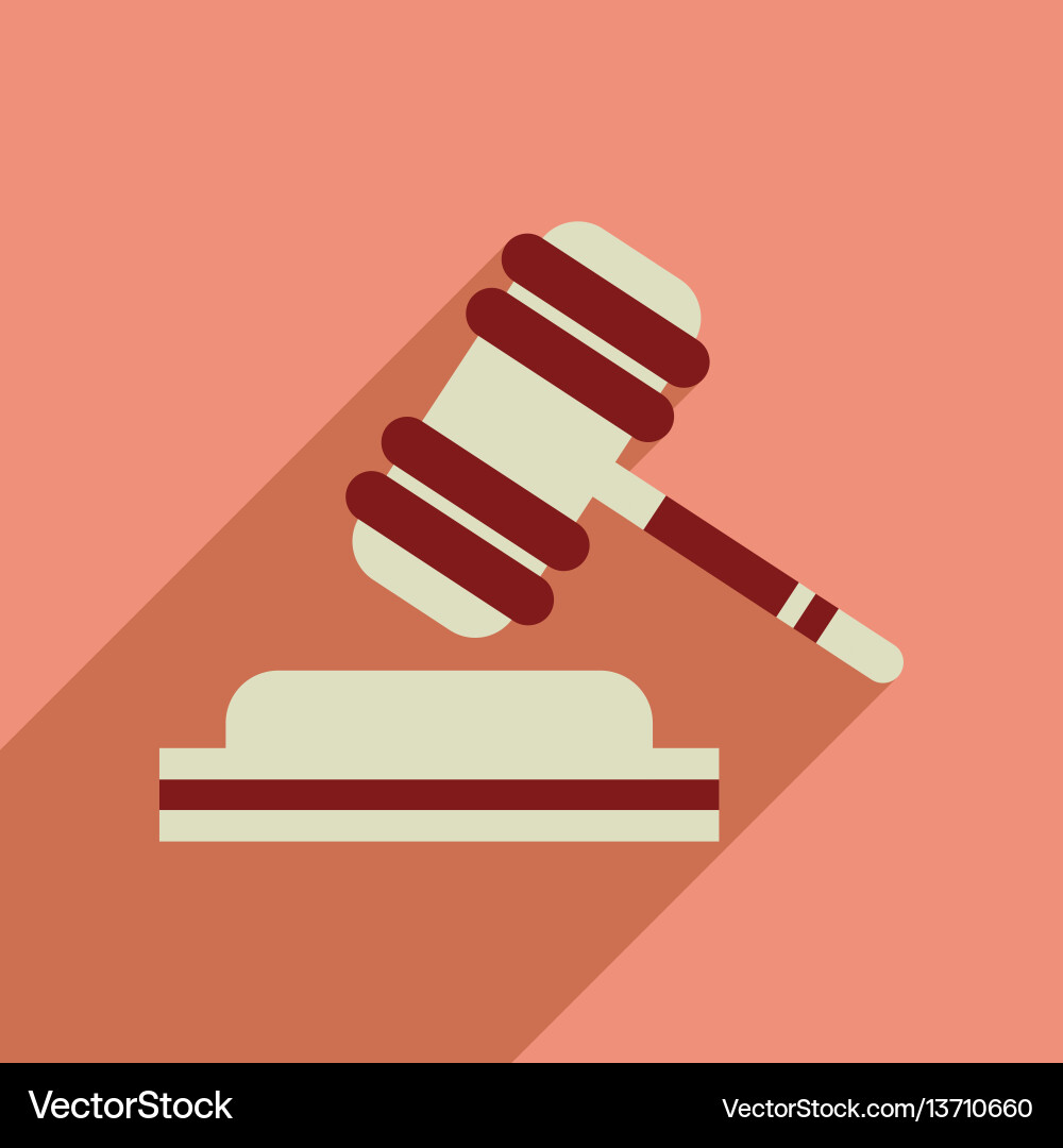 Flat web icon with long shadow judge hammer vector image