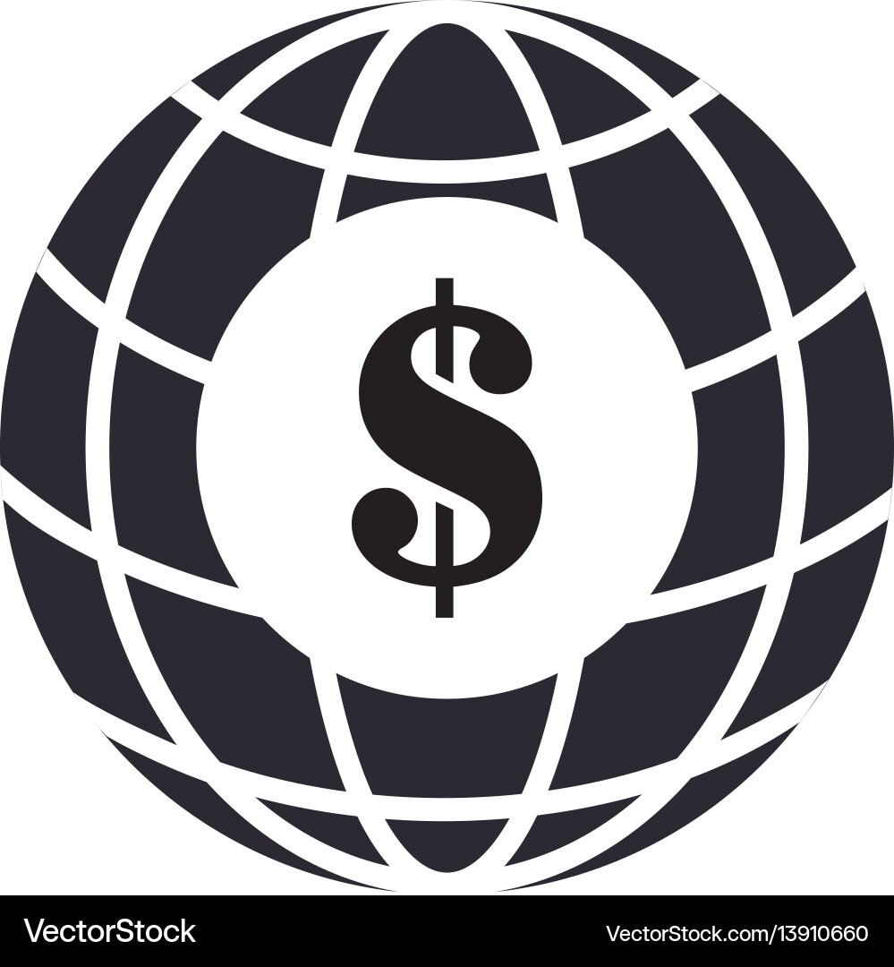 Global Mesh Sphere with Dollar Symbol vector image