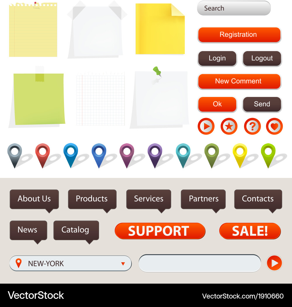 GPS Navigation UI Elements vector image