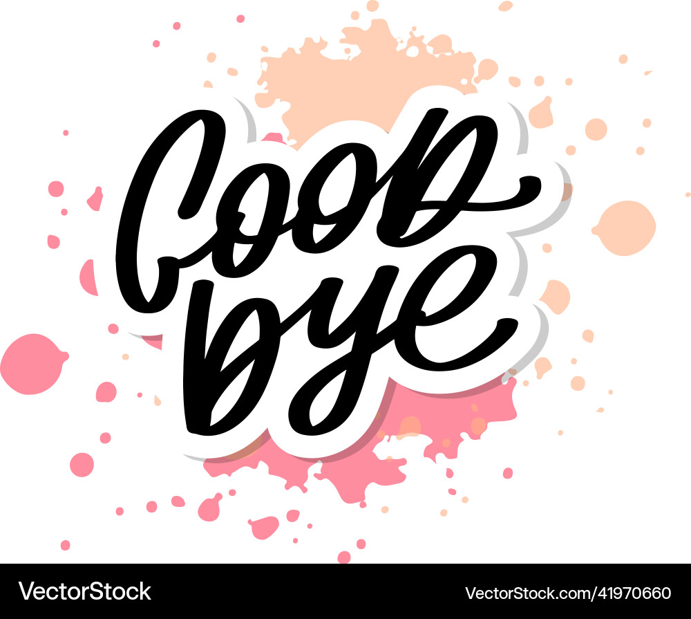 Gute bye Kalligraphie Schrift auf gelbem Blot Gute bye Kalligraphie Schrift auf gelbem Blot Vektorbild