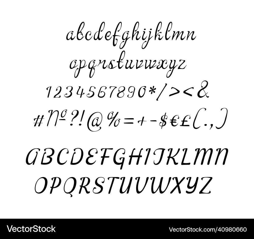 Handwritten italic alphabet set Handwritten italic alphabet set vector image