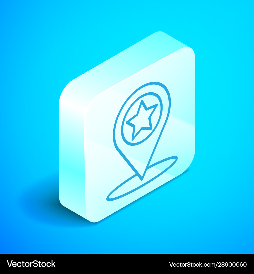 Isometric line map pointer with star icon Isometric line map pointer with star icon vector image