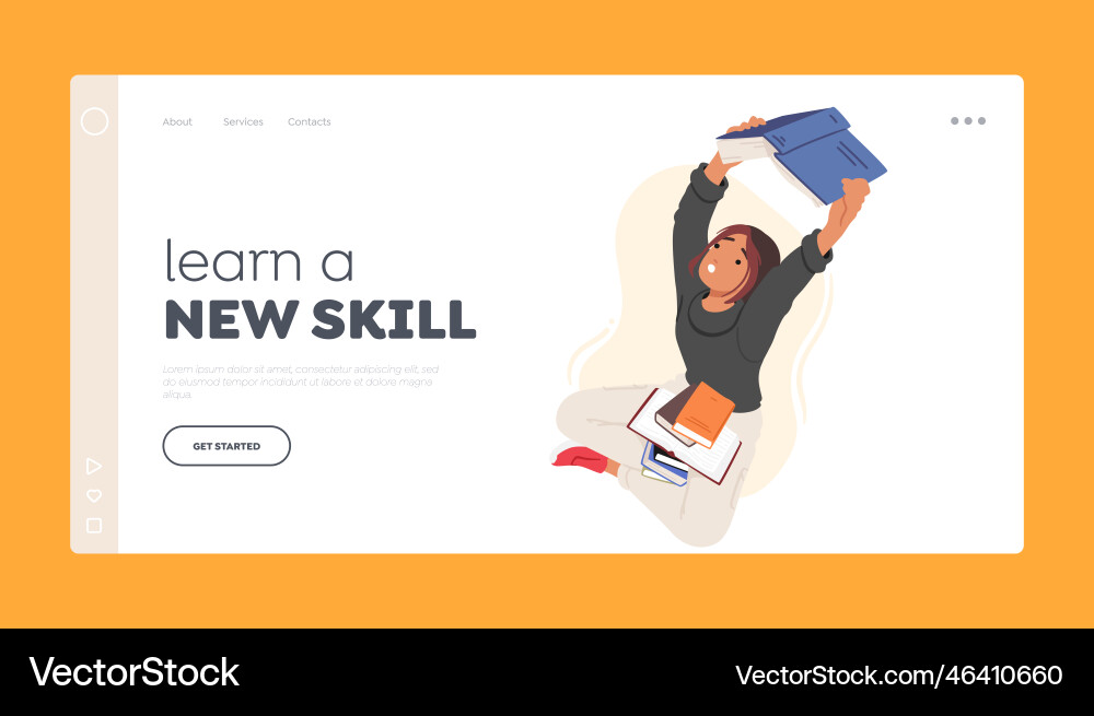 Learn a new skill landing page template student Learn a new skill landing page template student vector image