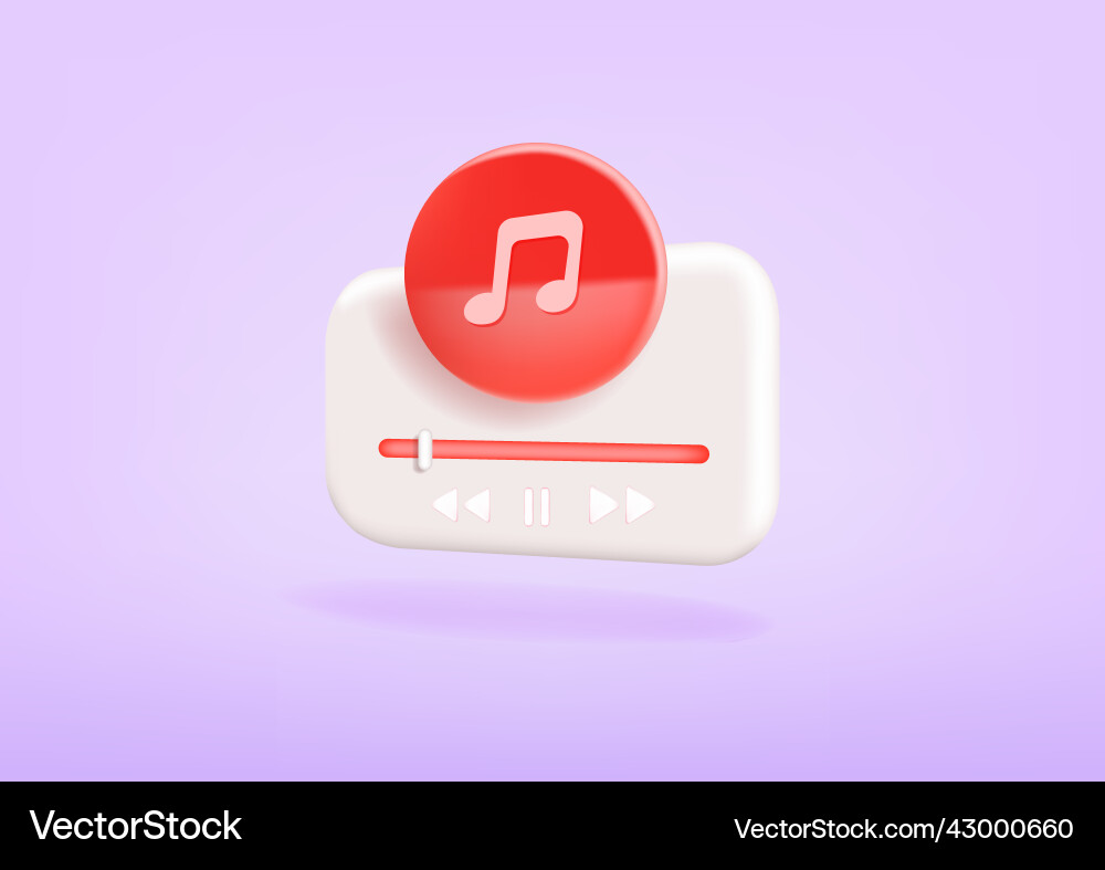Modern 3d rendering minimal audio music player Modern 3d rendering minimal audio music player vector image