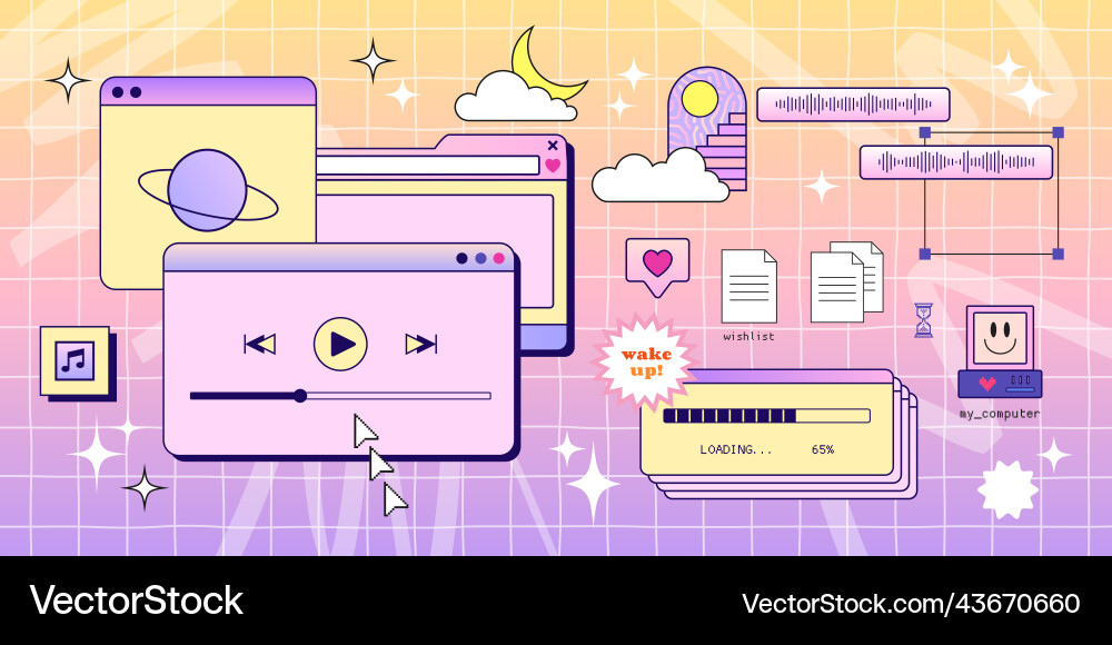 Retro browser computer window in 90s vaporwave vector image