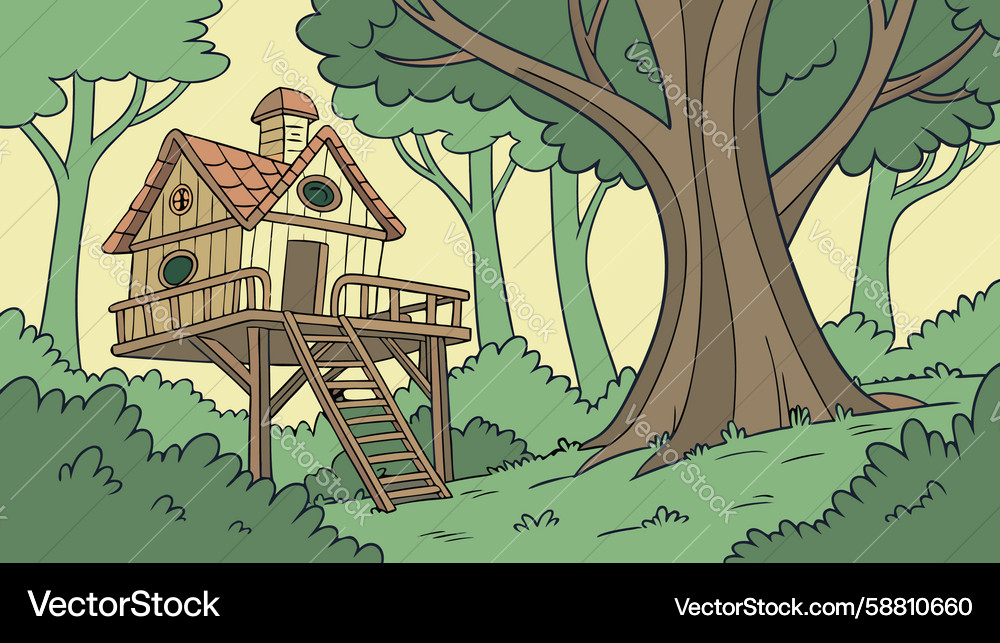 Rustic Treehouse in Forest Vector Image
