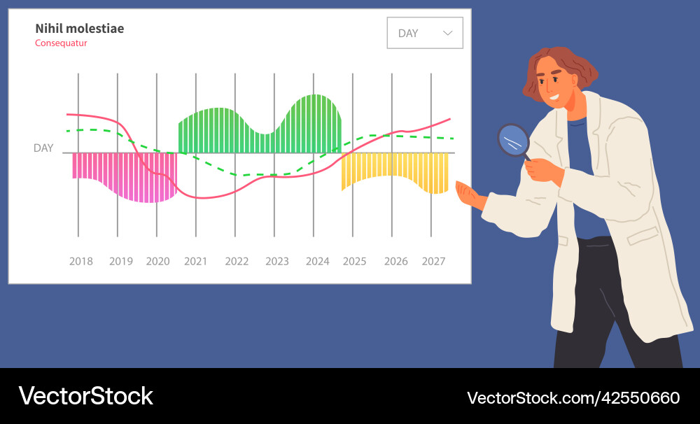 Scientist works with data analytics and research Scientist works with data analytics and research Vector Image