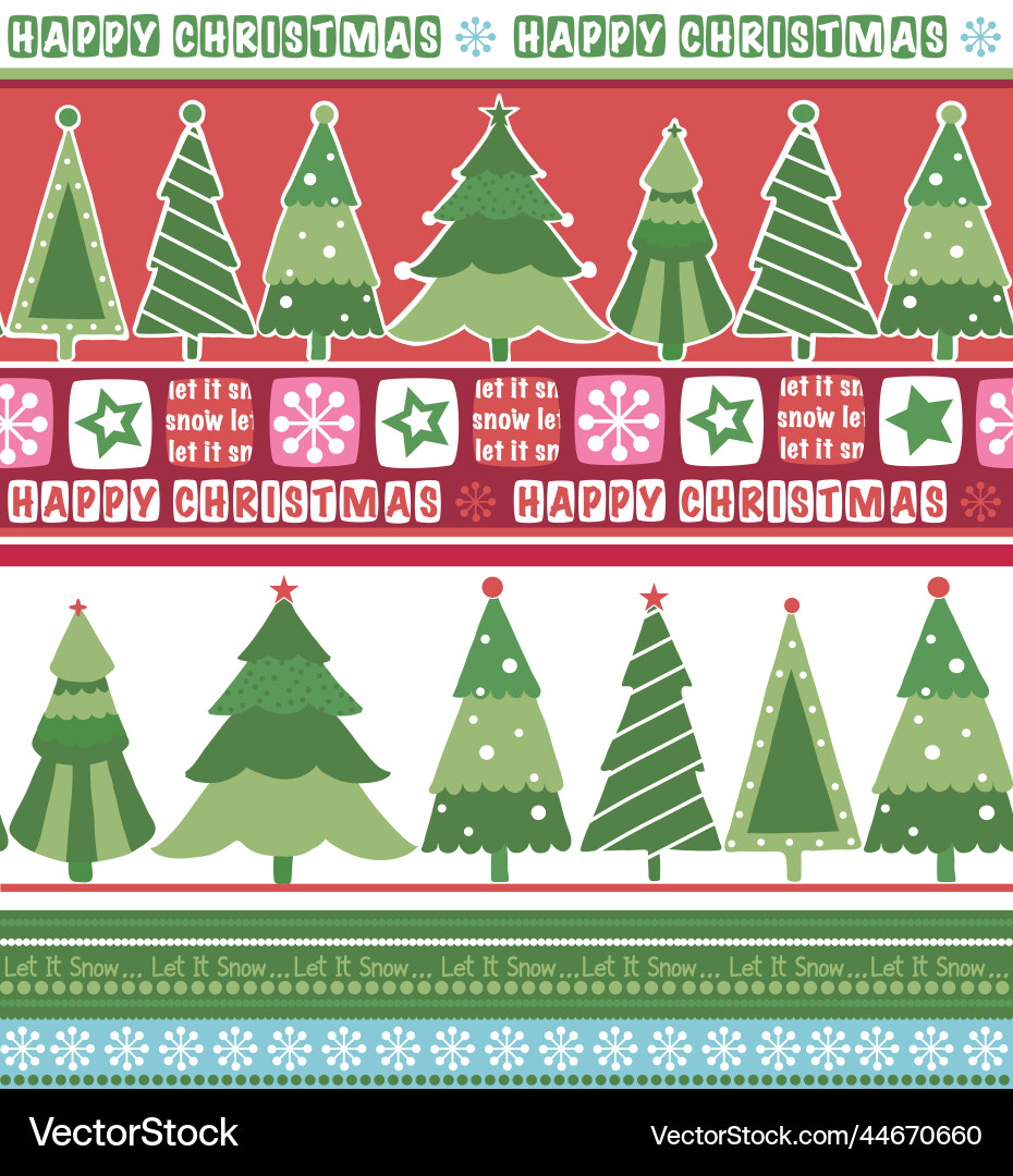 Seamless pattern of christmas tree with wordings Vector Image