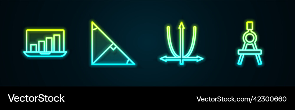 Set line laptop with graph chart angle bisector Set line laptop with graph chart angle bisector Vector Image