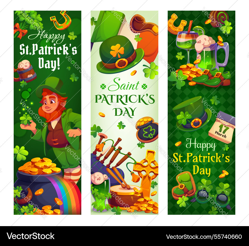 St patrick day irish holiday banners and greetings St patrick day irish holiday banners and greetings vector image