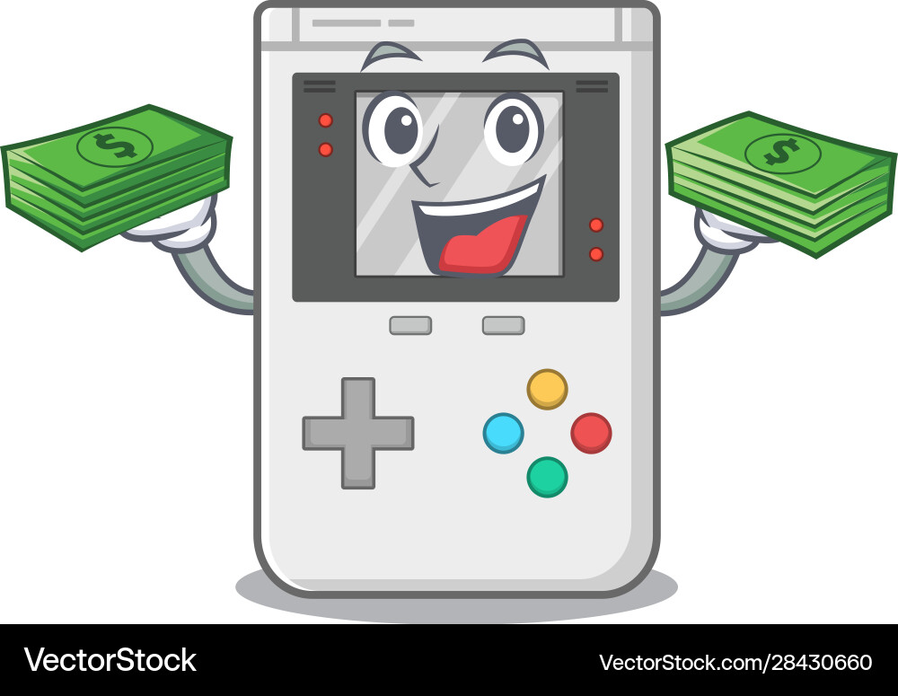 Very happy handheld game scroll character vector image