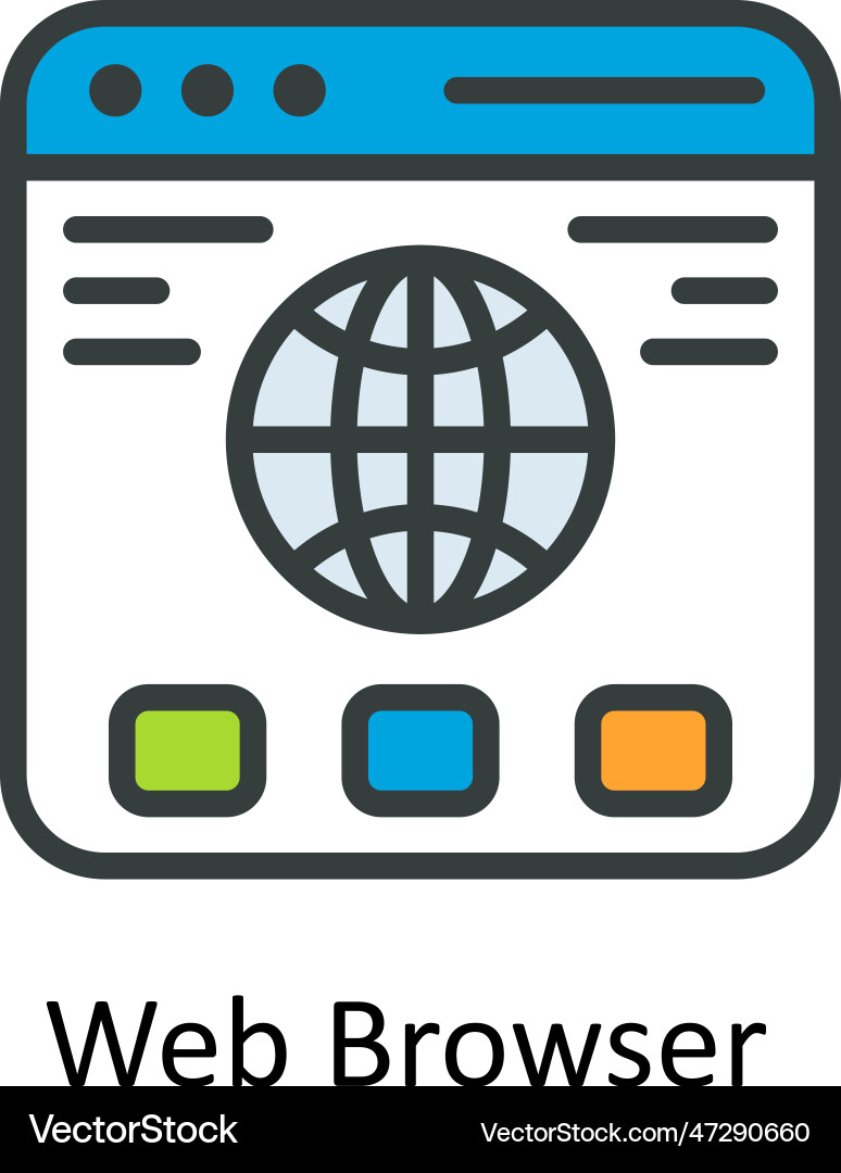 Web browser fill outline icon design illus vector image