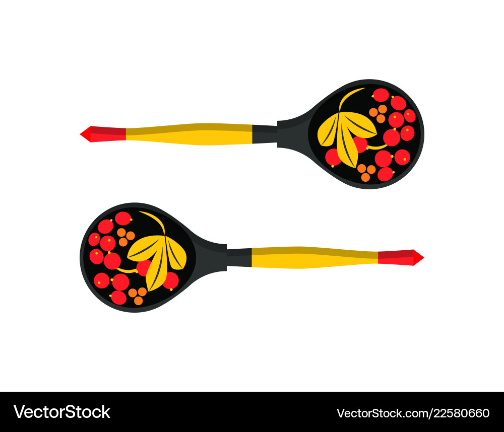 Wooden decorated spoons set Royalty Free Vector Image
