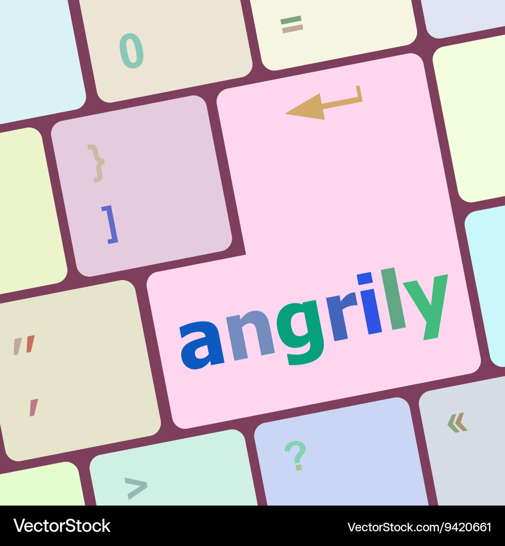 Angrily button on modern computer keyboard key Vector Image