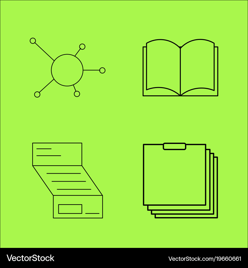 Basic content simple linear outline icon set vector image