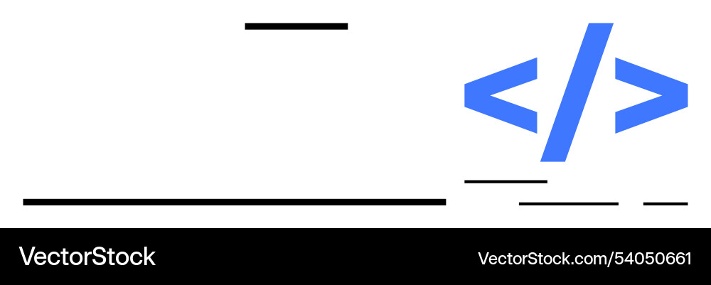 Blue html code tag symbol with minimalistic black Blue html code tag symbol with minimalistic black vector image
