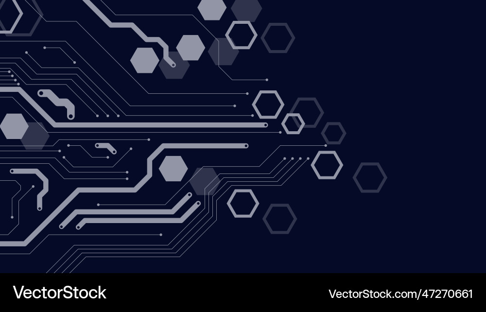 Circuit board technology with hexagonal shapes Circuit board technology with hexagonal shapes Vector Image