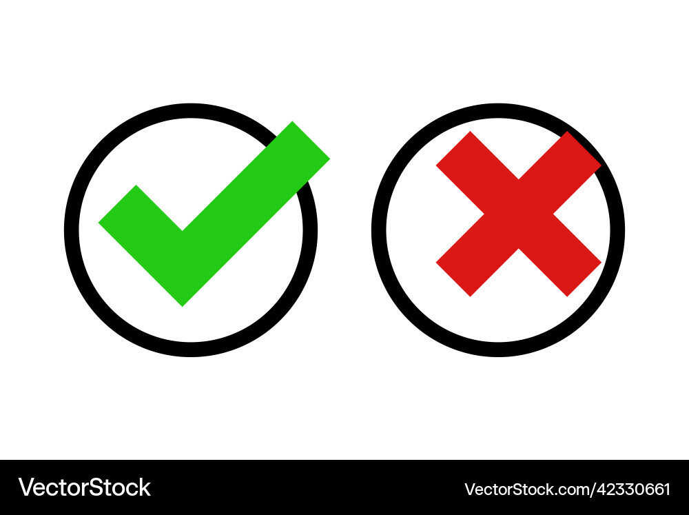 Correct and incorrect answers check marks Correct and incorrect answers check marks vector image