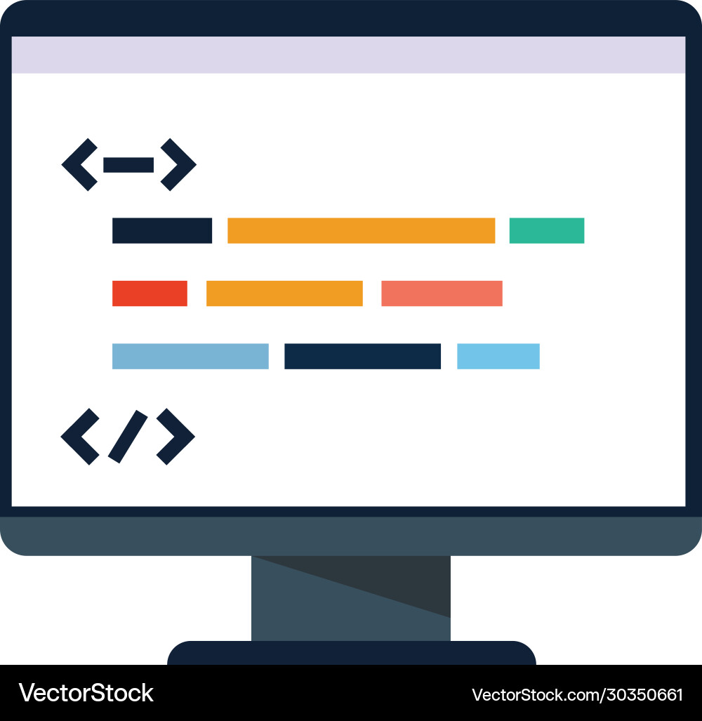 Desktop computer icon code pc stock isolated Desktop computer icon code pc stock isolated vector image