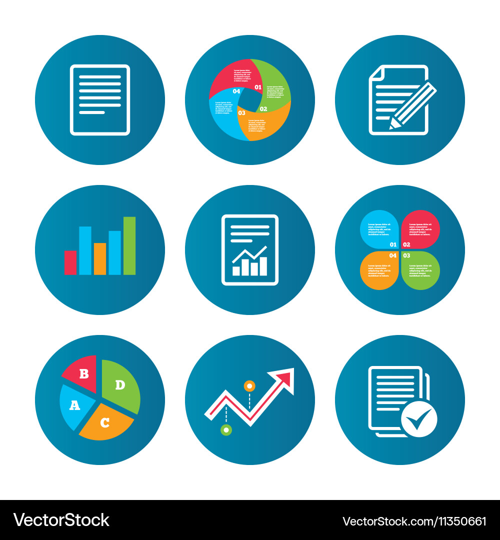 Document icons file with chart and checkbox Vector Image