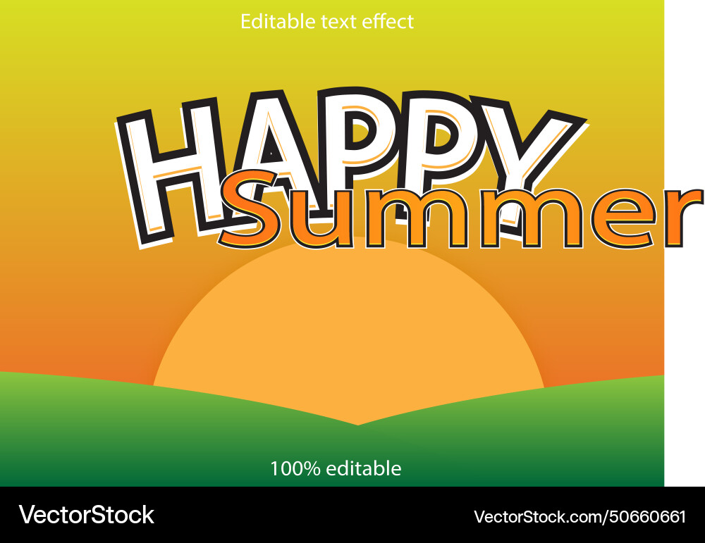 Happy summer editable text effect 3d emboss Happy summer editable text effect 3d emboss vector image