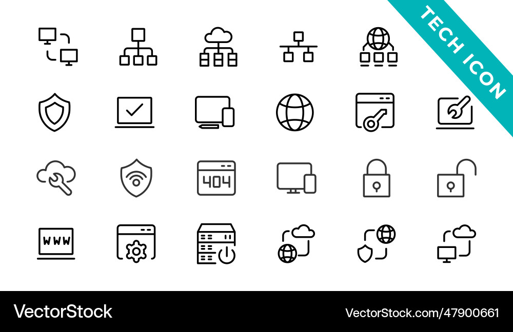 Information technology web icon set in line style Information technology web icon set in line style Vector Image