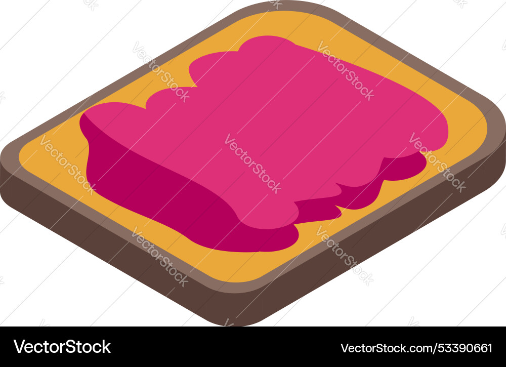 Slice of toast with raspberry jam isometric Slice of toast with raspberry jam isometric vector image
