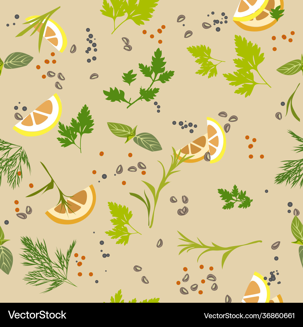 Spices and condiments seamless pattern Spices and condiments seamless pattern Vector Image