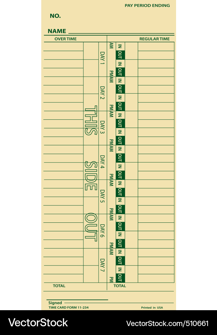 Time Clock Payroll Record Vector Image