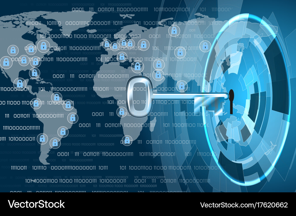 Abstract data security background with key vector image