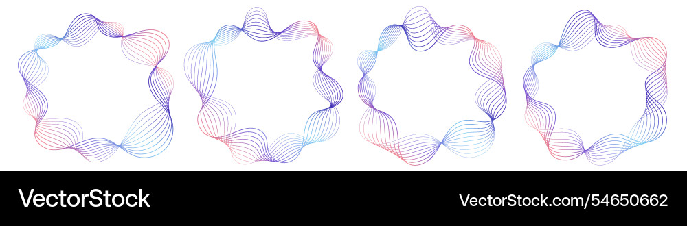 Abstract wavy frames set colorful flowing borders Abstract wavy frames set colorful flowing borders vector image