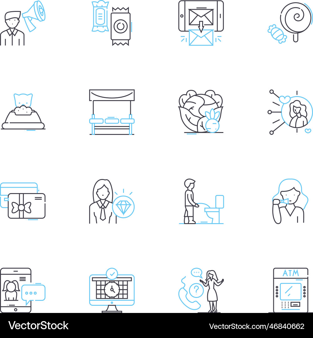 Augmented analytics linear icons set Augmented analytics linear icons set vector image