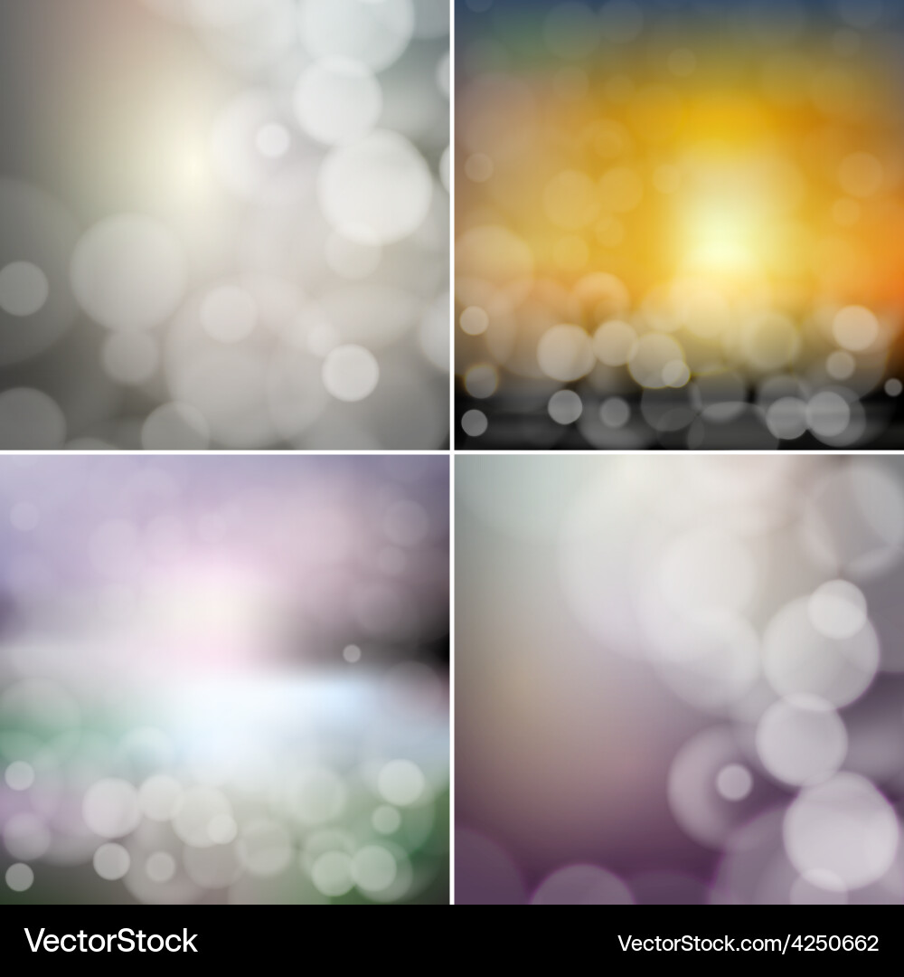 Big set of blurry backgrounds with bokeh effect vector image