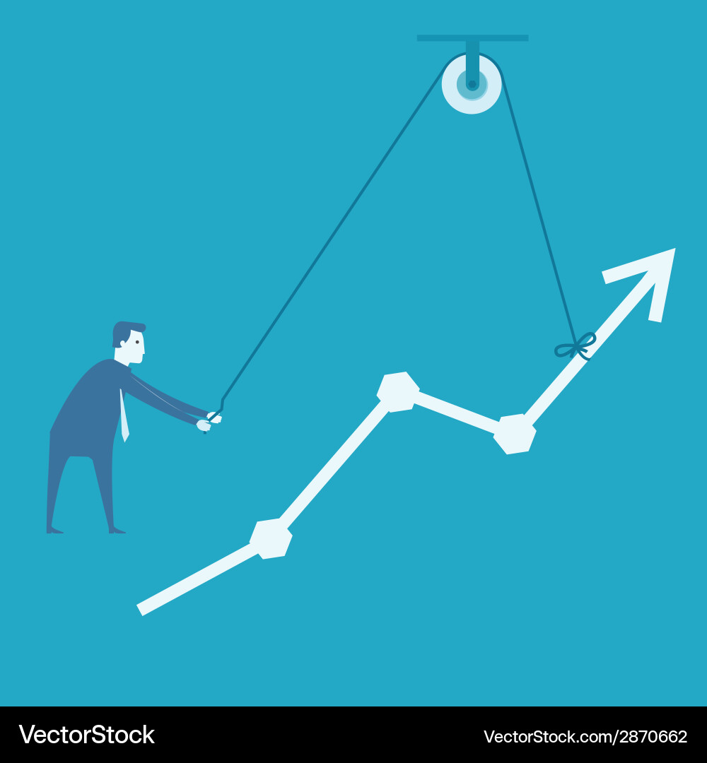 Business man and engineer try to build graph Vector Image