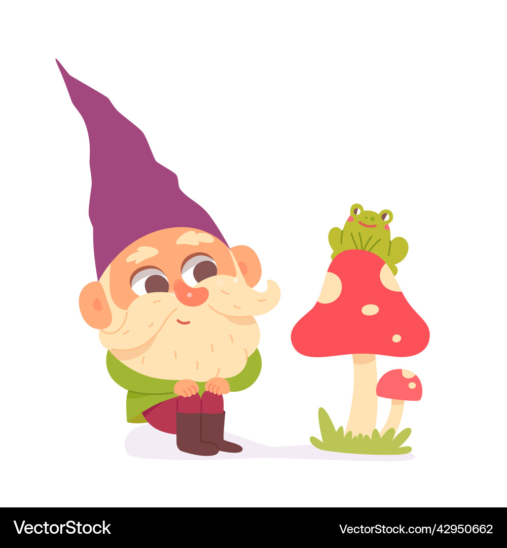 Cute dwarf character small funny garden gnome Cute dwarf character small funny garden gnome vector image