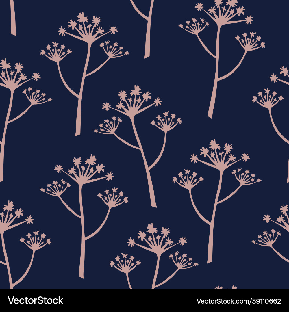Dark seamless pattern with apiaceae grass Dark seamless pattern with apiaceae grass vector image