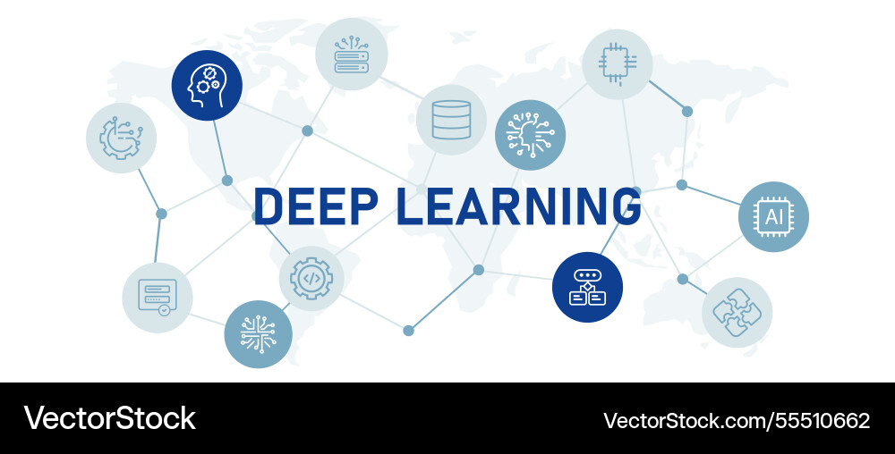 Deep learning ai machine computing data system Deep learning ai machine computing data system vector image