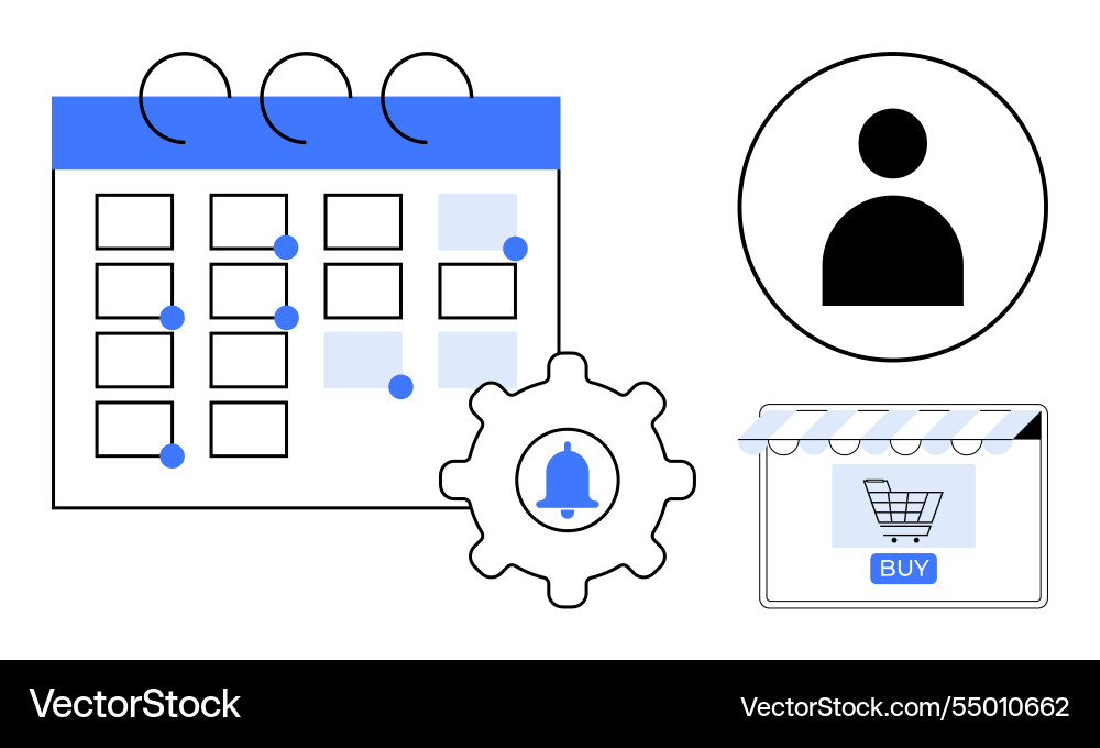Efficient scheduling and e-commerce calendar user Efficient scheduling and e-commerce calendar user vector image
