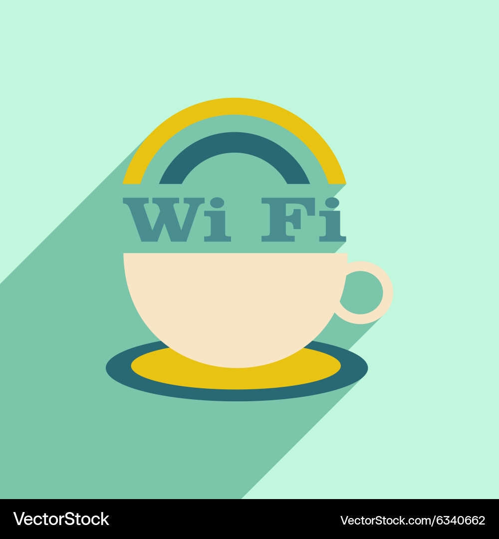 Flat with shadow icon and mobile application wi-fi vector image